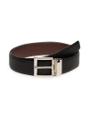 Prada Men's Saffiano Leather Reversible Belt In F00xf Nero/brucia