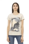 Trussardi Action Beige Short Sleeve Cotton Blend Tee In Beige