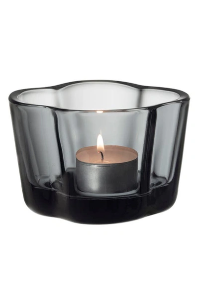 Iittala Aalto Recycled Glass Tealight Candle Holder In Grey