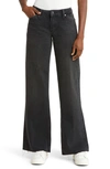 Paige Denim Sloane Angled Pockets Bootcut Pant In Black Magnet Distressed