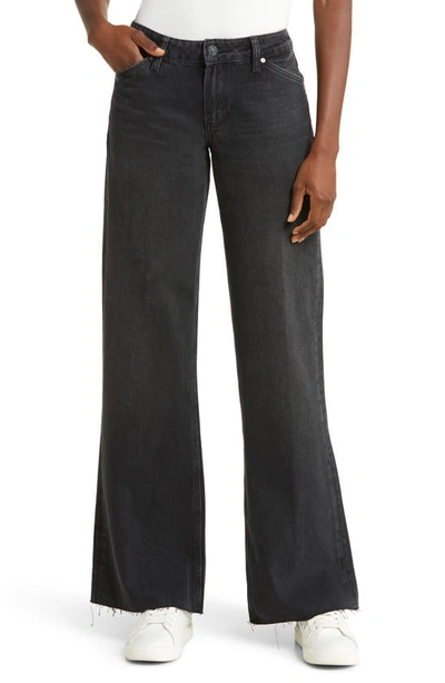 Paige Denim Sloane Angled Pockets Bootcut Pant In Black Magnet Distressed