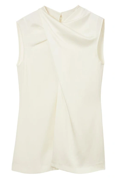 Burberry Greta Twist-front Blouse In Natural White