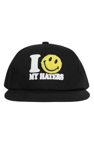 Market Smiley Haters 5 Panel Hat In Vintage Black