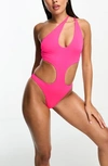 ASOS DESIGN ONE-SHOULDER CUTOUT ONE-PIECE SWIMSUIT