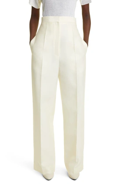 The Row Gordon Wide-leg Wool Trousers In Pale Moon