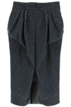 MAISON MARGIELA WOOL MIDI SKIRT WITH STITCHING