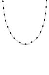 DELMAR STERLING SILVER BLACK ENAMEL STATION CHAIN NECKLACE