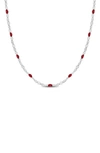 Delmar Sterling Silver Pink Enamel Station Chain Necklace In Silver