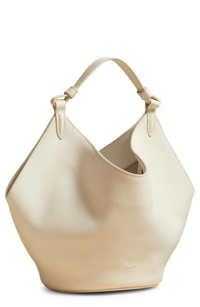 Khaite Lotus Mini Leather Shoulder Bag In Off White