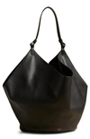 Khaite Medium Lotus Leather Tote In Black