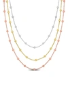 Delmar Three-strand Ball Chain Necklace In Sterling Silver/ Gold