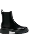Tod's Polished Leather Ankle Boots In Black