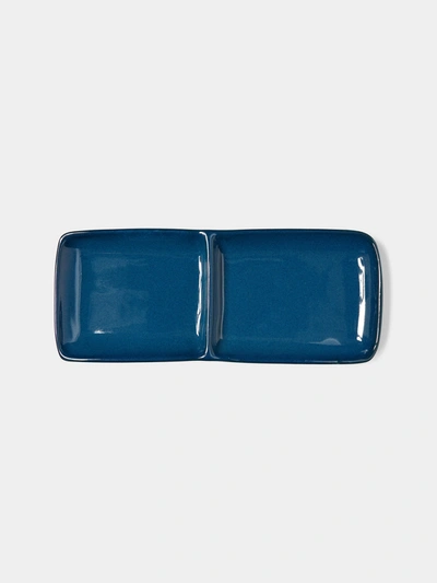 Mervyn Gers Ceramics Hand-glazed Ceramic Bento Boxes (set Of 2) In Blue