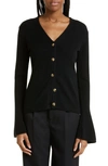 By Malene Birger Cirane Bell Sleeve Wool Cardigan In Black