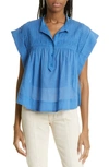 Isabel Marant Étoile Leaza Pintuck Cotton Blouse In Azure