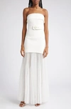 Rebecca Vallance Cyndi Pleat Belted Cutout Midi Dress In Ivory