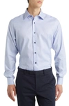 David Donahue Trim Fit Dress Shirt In White/blue