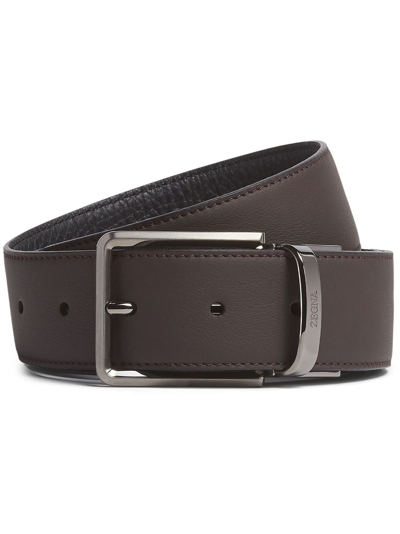 Zegna Reversible Leather Belt In Brown