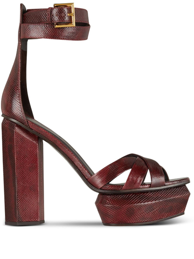 Balmain Ava 140mm Leather Platform Sandals In Red