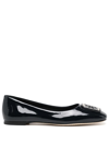 Tory Burch Georgia Leather Ballerina Shoes In Blue