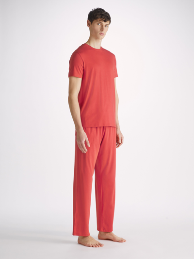 Derek Rose Men's Lounge Trousers Basel Micro Modal Stretch Paprika