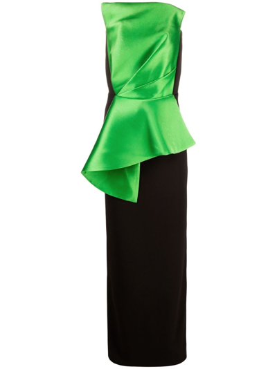 Solace London Black And Green Zuri Maxi Dress In Schwarz