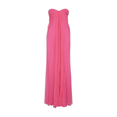 Alexander Mcqueen Silk Evening Dress In Sugar Pink
