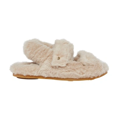 Max Mara 10mm Sandya Fur Flat Shoes In Beige