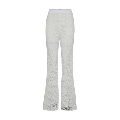 Self-portrait Floral Corded Lace Flare Trousers In White