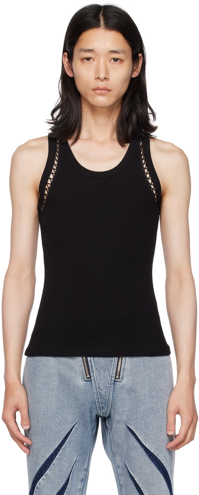 Dion Lee Black Picot Lace Tank Top