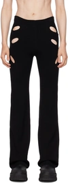 DION LEE SSENSE EXCLUSIVE BLACK LOCK SLIT TROUSERS