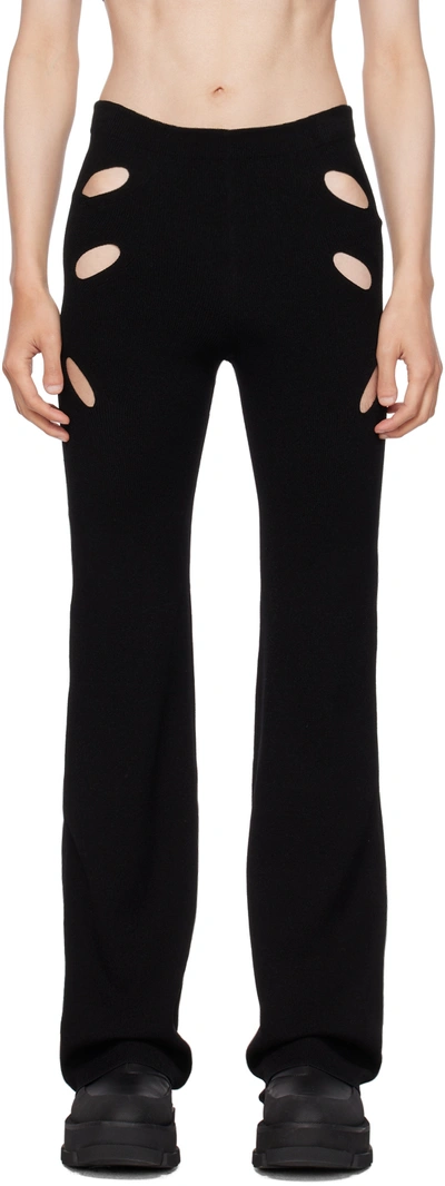 Dion Lee Ssense Exclusive Black Lock Slit Trousers In Black/black