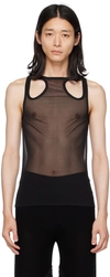 DION LEE BLACK SHIFT LOOP TANK TOP