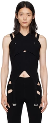 Dion Lee Ssense Exclusive Black Lock Slit Tank Top In Black/navy