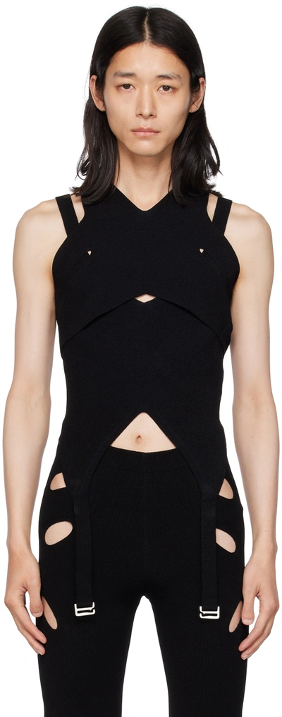 Dion Lee Ssense Exclusive Black Lock Slit Tank Top In Black/navy