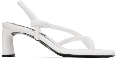 Pushbutton White Mismatched Heeled Sandals