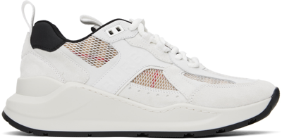 Burberry 30mm Sean Leather & Check Sneakers In White