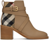 BURBERRY TAUPE HOUSE CHECK BOOTS