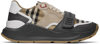 BURBERRY GRAY & BEIGE VINTAGE CHECK SNEAKERS