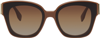 Fendi Oversized F Logo Acetate Cat-eye Sunglasses In Dark Brown