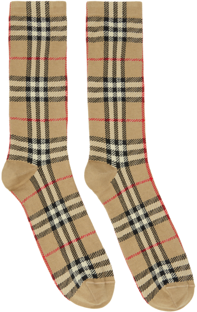 Burberry Beige Vintage Check Socks In Archive Beige