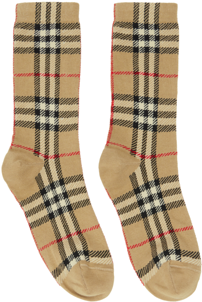 Burberry Beige Vintage Check Socks In Archive Beige