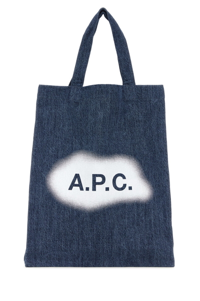 Apc Denim Lou Shopper With Patch Pocket In Blue