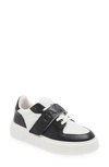 Ganni Mixed Media Low Top Sneaker In Black/ White Vintage