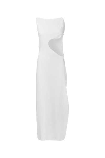 Maet Dije White Long Dress With Cut Outs
