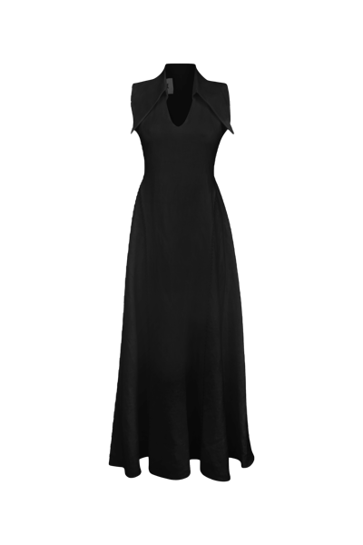 Maet Amari Sleeveless Maxi Black Linen Dress