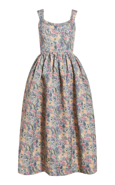 Markarian Apple Sustainable Full Skirt Corset Midi Dress In Floral