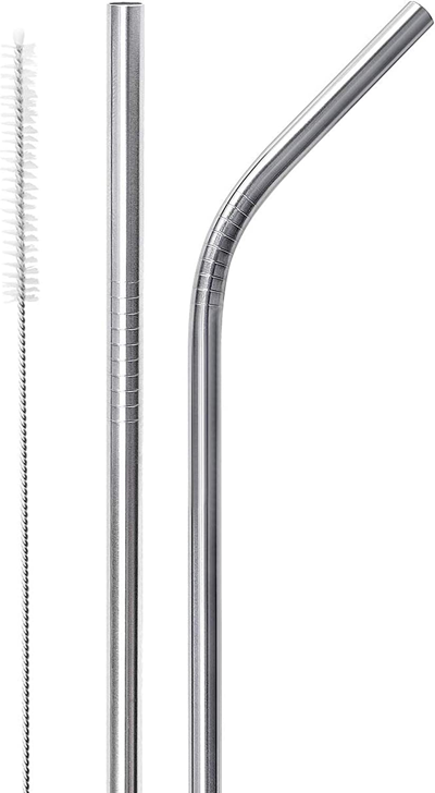 Zulay Kitchen Reusable Stainless Steel Straws With Cleaning Brush (set Of 2) In Silver