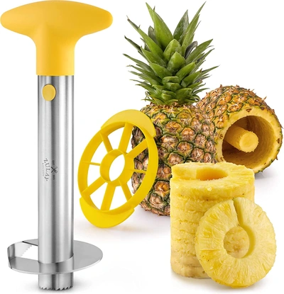 Zulay Kitchen Heavy Duty Stainless Steel Pineapple Corer And Sliicer Tool Set In Yellow