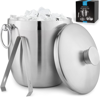 Zulay Kitchen Ice Bucket With Lid, Strainer & Tongs (3 Liters) In Silver